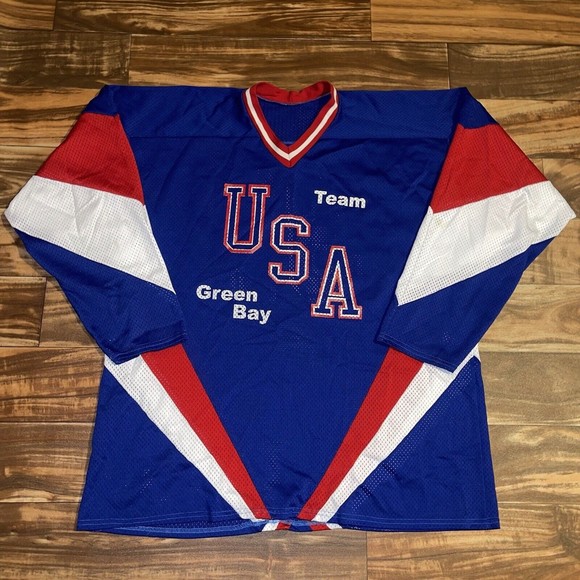 Vintage Green Bay USA Team Hockey Jersey RARE Size XL McCarthy Sorensen Athletic - Picture 1 of 9